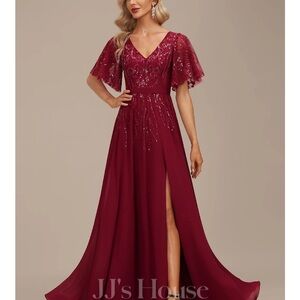 NEW Elegant Burgundy Evening Gown